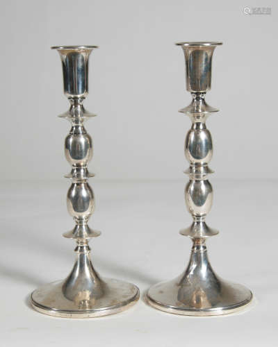 Elegant Pair of Cartier Sterling Silver Candlesticks