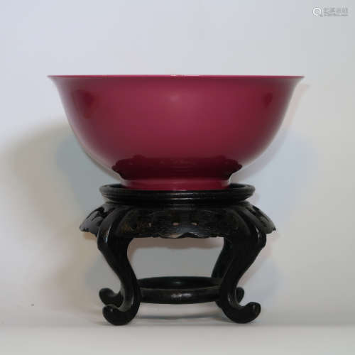 Red Glazed Porcelain Bowl With Mark