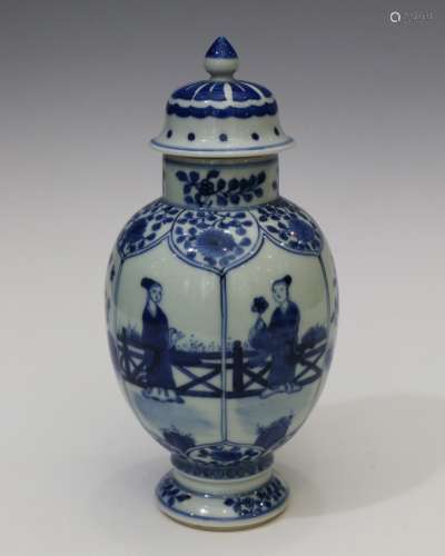 Blue And White 'Maiden' Porcelain Covered Jar