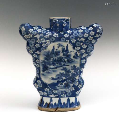 Blue And White Porcelain Butterfly Vase