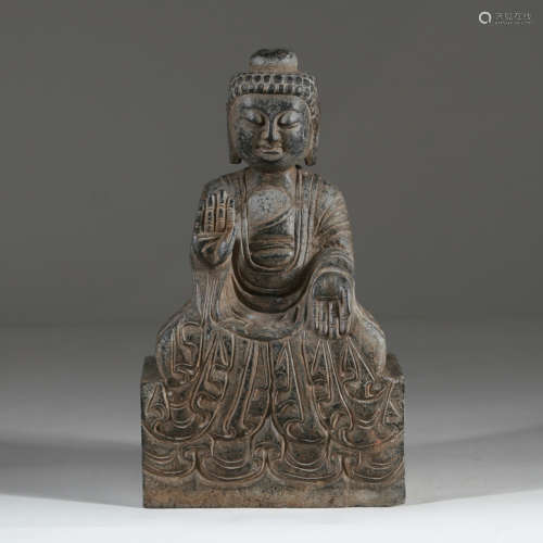 19th/20th C. Chinese Stone Seated Buddha