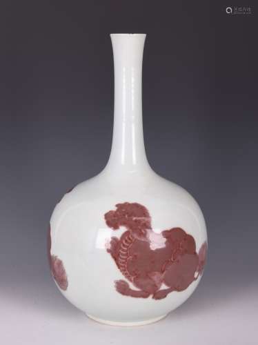 White Glazed Porcelain Mythical Beast Vase