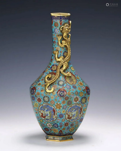 Cloisonne Enamel Beast Vase With Qianlong Mark