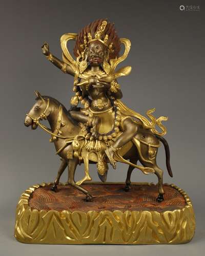 Large Gilt Bronze Figure of Palden Lhamo