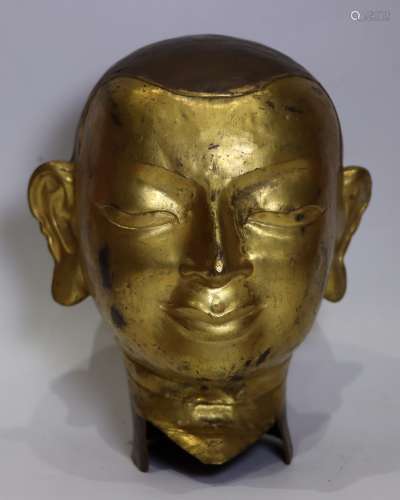 Ming Dyn. Gilt Bronze Buddha Head