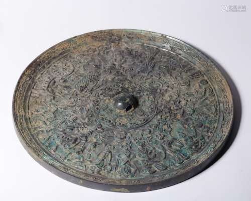 Chinese Bronze 'Figural' Mirror