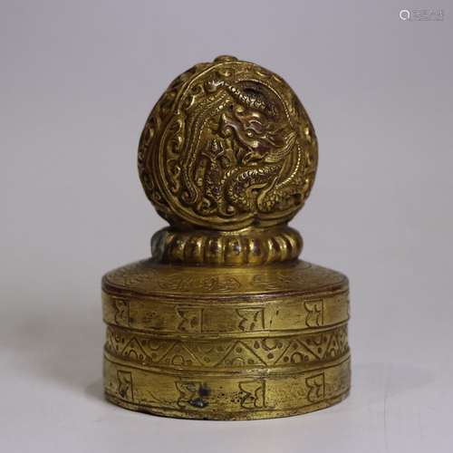 A Gilt Bronze Dragon Seal