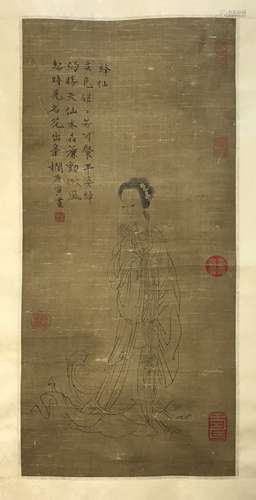 Chinese Scroll Painting of Maiden, TANG YIN