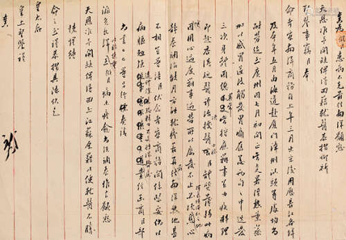 王清穆（1860-1941）  奏稿一通 镜心 水墨纸本