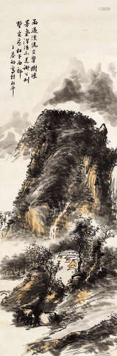 黄宾虹（1865-1955）  雨过青山图 立轴 设色纸本