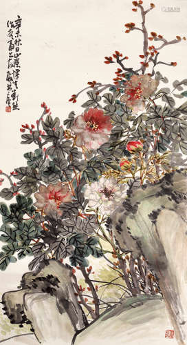 刘熊（近代） 辛未（1931年）作 牡丹图 立轴 水墨纸本