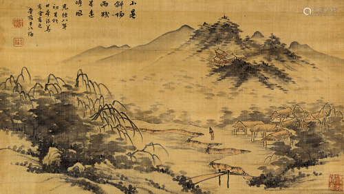 王冶梅（1832-1892） 光绪八年（1882年）作 早春雨霁图 立轴 设色绢本