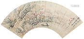 康阜（1801-1894） 丙辰（1856年）作 桃溪泛舟图 扇面镜心 设色纸本