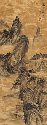 陆晖（清）湖山图  立轴 水墨绢本 壬辰（1892年）作