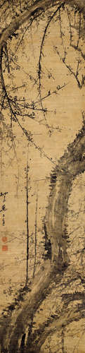 万上遴（1739-1813）  墨梅图 立轴 水墨纸本