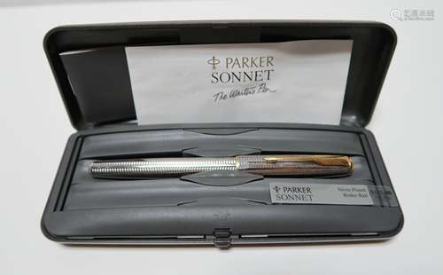 Vintage Parker Sonnet Silver Plated Rollerball Pen