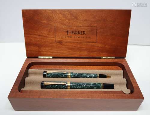 Rare Parker Duofold Marble Pen Set