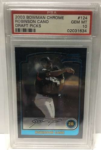 2003 Bowman Chrome Draft Picks Robinson Cano 124 PSA 10