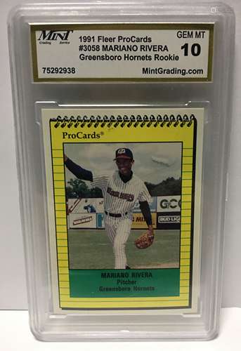 1991 Fleer Procards Mariano Rivera #3058   Graded 10