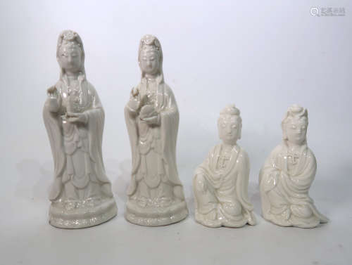 White Glazed Porcelain Figures Of Guanyin