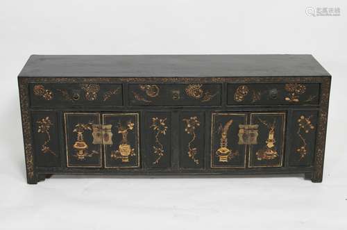 Chinese 4 Door Low Cabinet, 19th Century