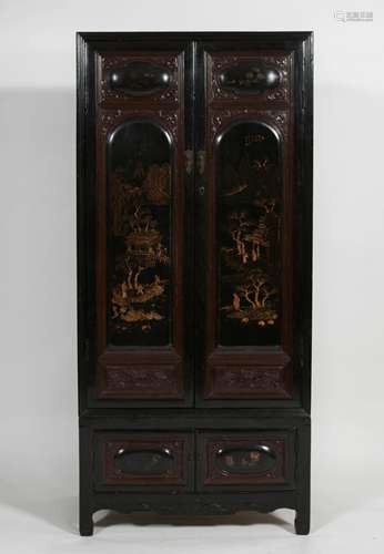 19/20th C. Chinese Gilt and Painted Lacquer Cabinet