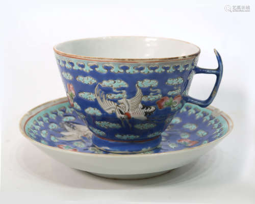 Chinese Famile Rose Porcelain Tea Cup And Saucer