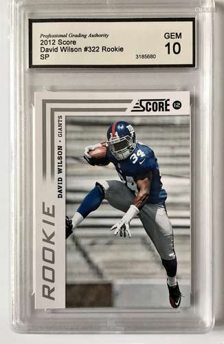 2012 Score 322 David Wilson Rookie Card GEM 10