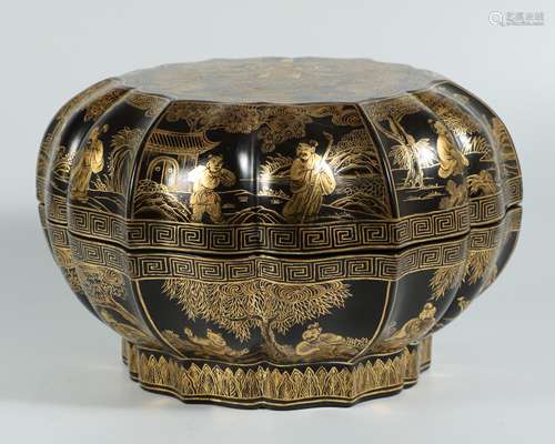 Lacquer And Gilt-Decorated Lobed Covered Box