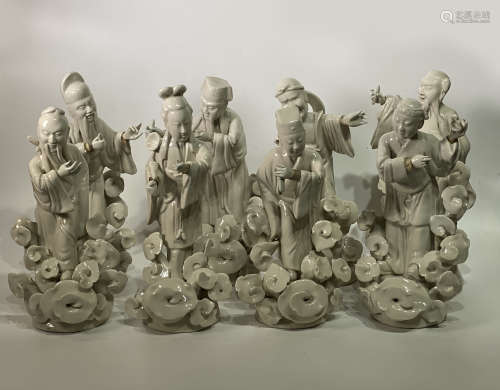 White Glazed Porcelain Figures Of Eight Immortals