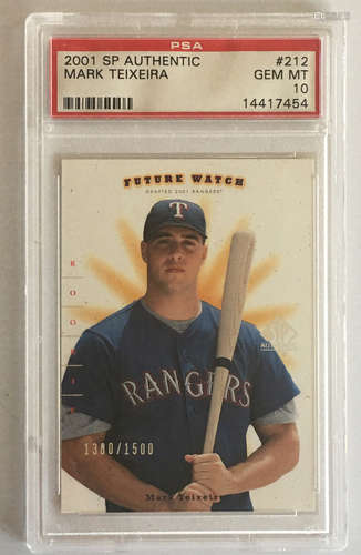 2001 SP Authentic Mark Teixeira #212  PSA 10