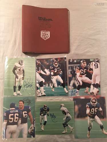 Wilson Football Binder Six Autographed NY Giants Photos