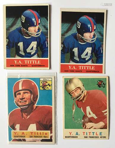 Four Y.A. Tittle Football Cards