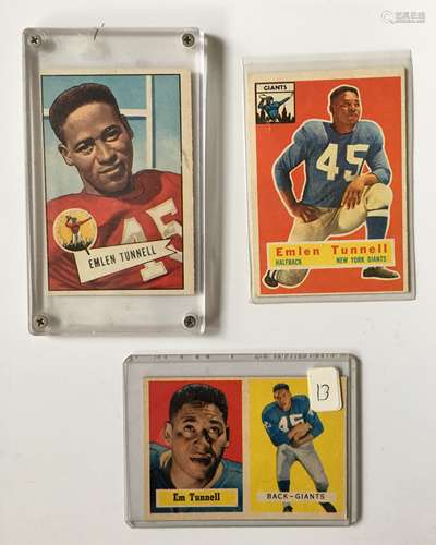 Three Emlen Tunnell Football Cards