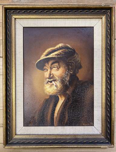 Oil Painting Old Man Signed by Artist