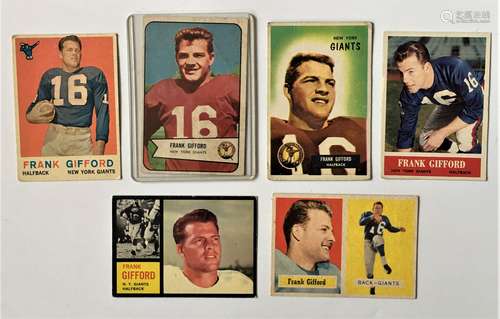 Six Frank Gifford Football Cards