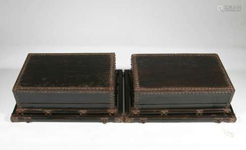 Rare 18th C. Chinese Document Cases w/ 'Carrying' Stand