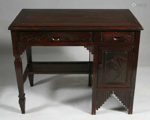 Chinese Art Deco Hardwood Desk, C. 1920's