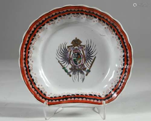 Chinese Export Armorial Plate with Scalloped Edge, 19th