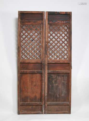 Pair Chinese Carved Doors, 19th Century