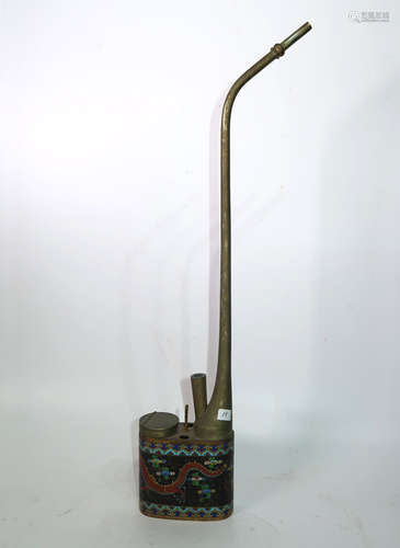 Chinese Cloisonne Enamel Opium Pipe