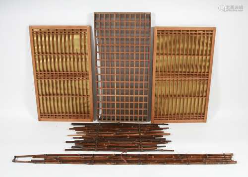 Set Japanese Screens and Bamboo, Early 20th Century