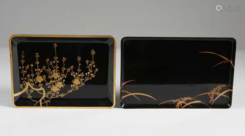 Early 20th C. Two Japanese Gilt Lacquer Trays