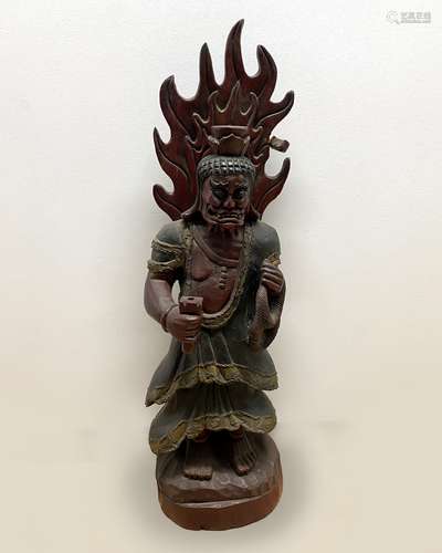 Large Antique Japanese Wood Figure