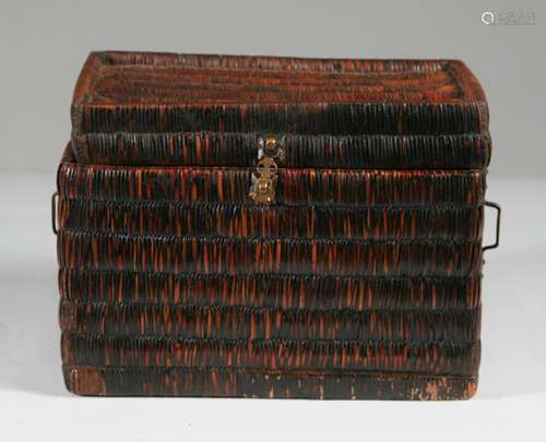 19th Century Multicolor Tibetan Woven Box