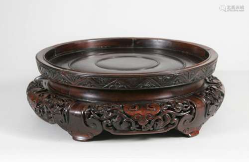 19th C. or Earlier Massive Carved Hardwood Stand