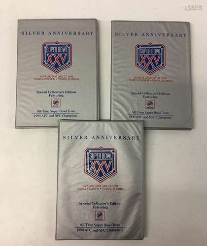 Lot of 3 Super Bowl XXV Silver Anniversary Collectors