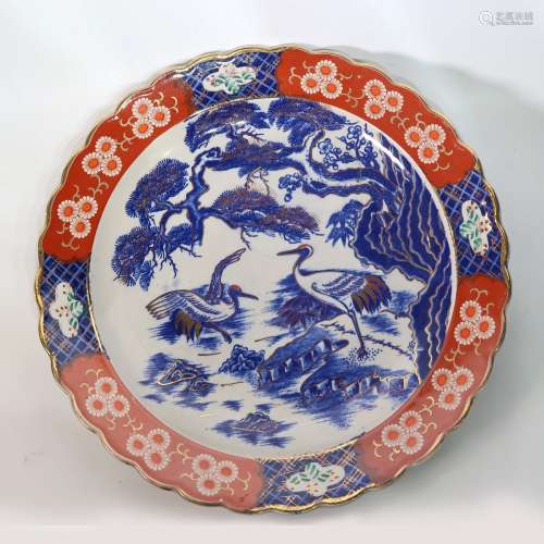Japanese Imari Blue & White Porcelain Plate
