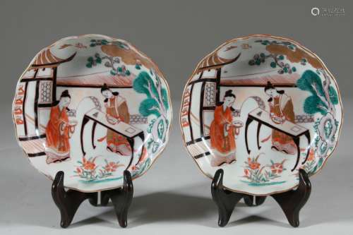 Two Arita Ware Shallow Bowls, Meiji Period