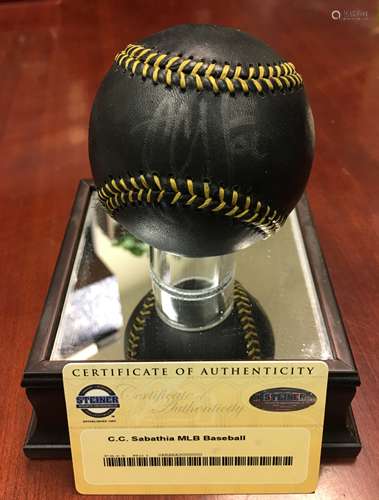 C. C. Sabathia Autographed Black Baseball